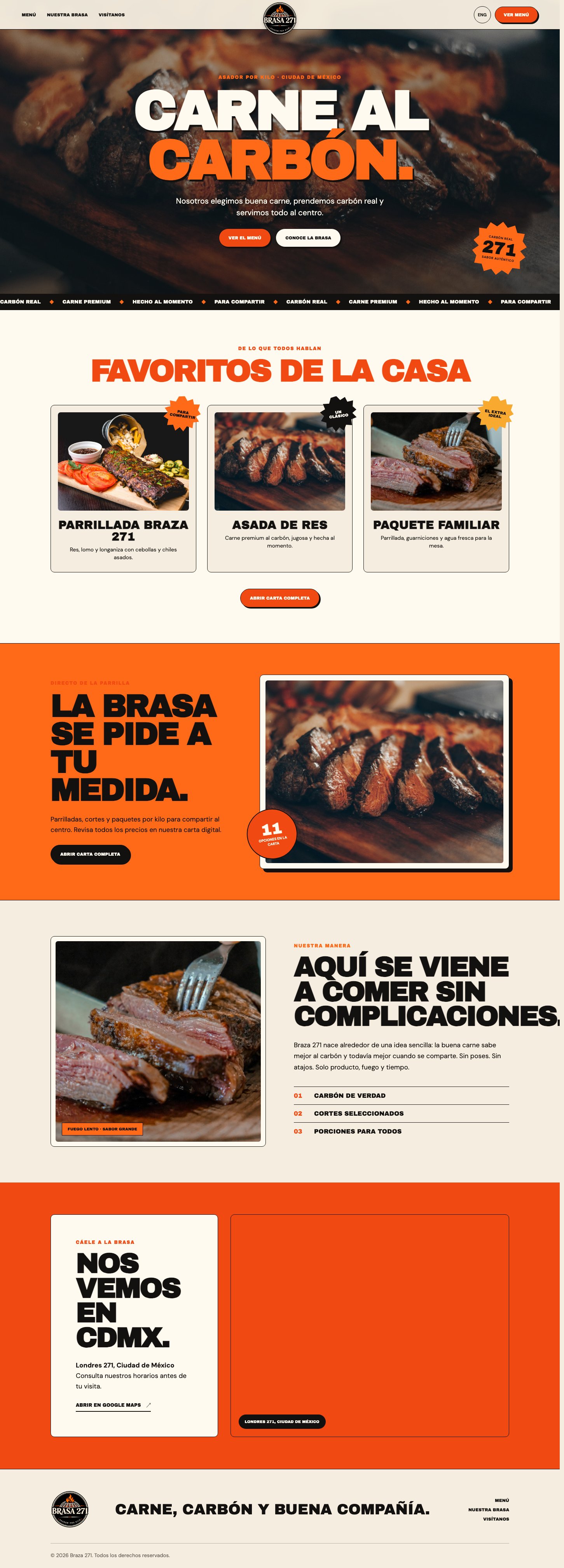 Página completa del sitio publicado de Braza 271, versión escritorio