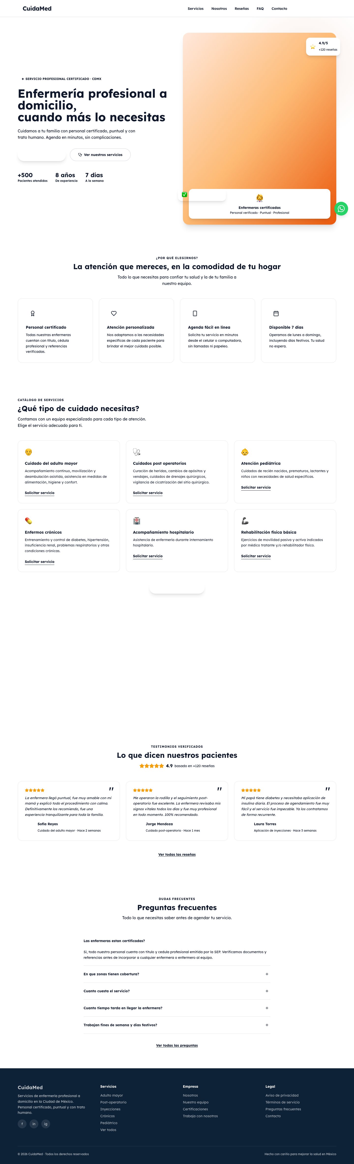 Página completa del sitio publicado de Punto Salud, versión escritorio