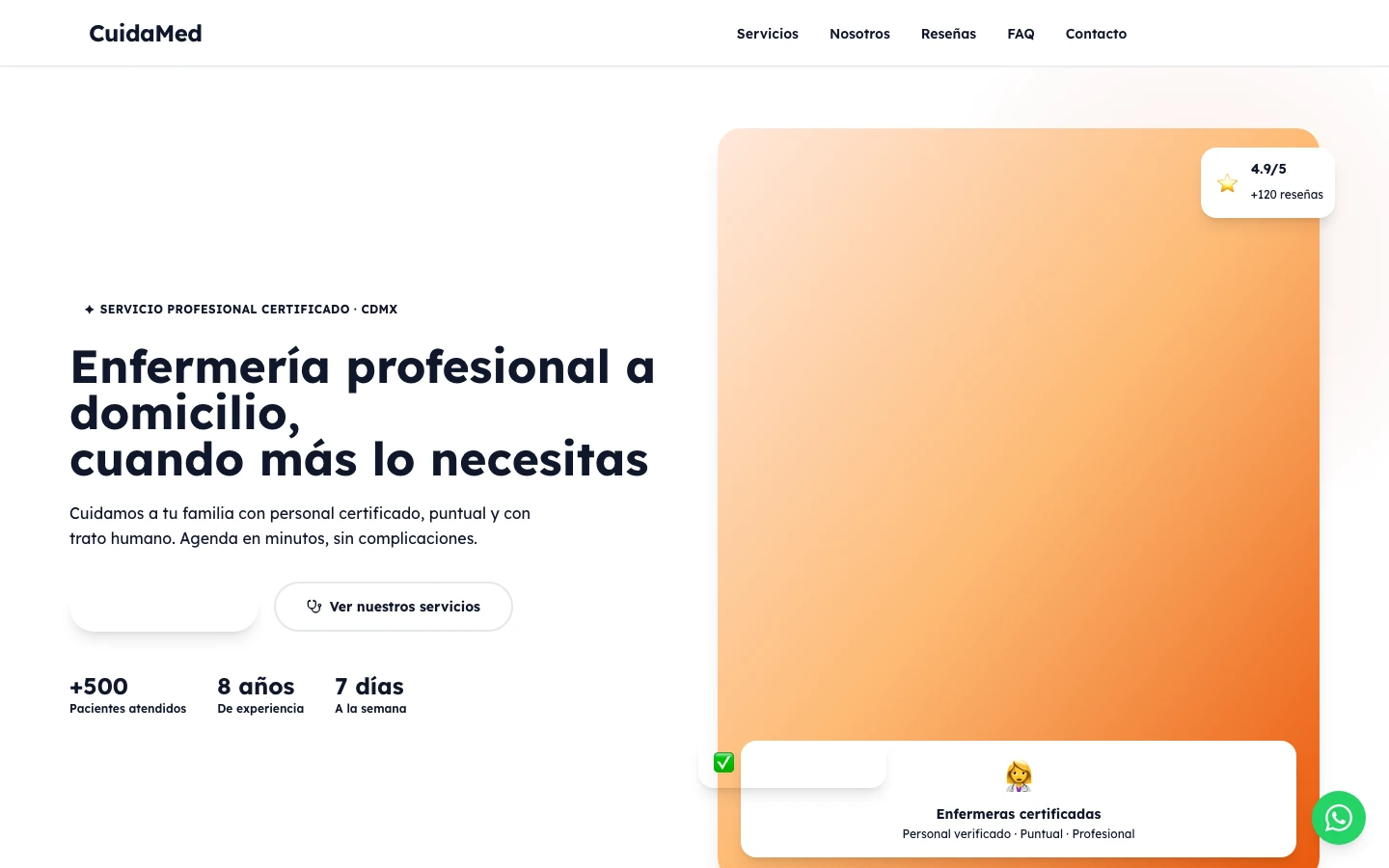 Captura del sitio publicado de Punto Salud en escritorio