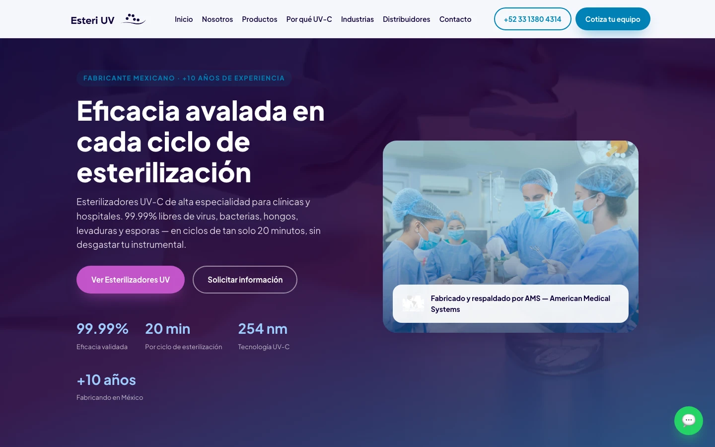 Captura del sitio publicado de EsteriUV en escritorio