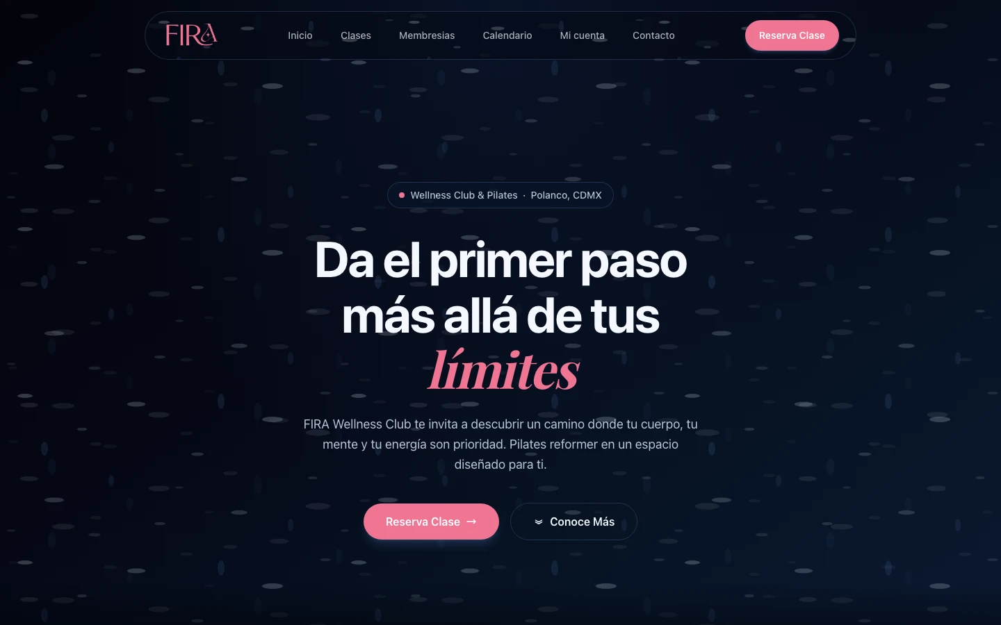 Captura del sitio publicado de FIRA Wellness Club en escritorio