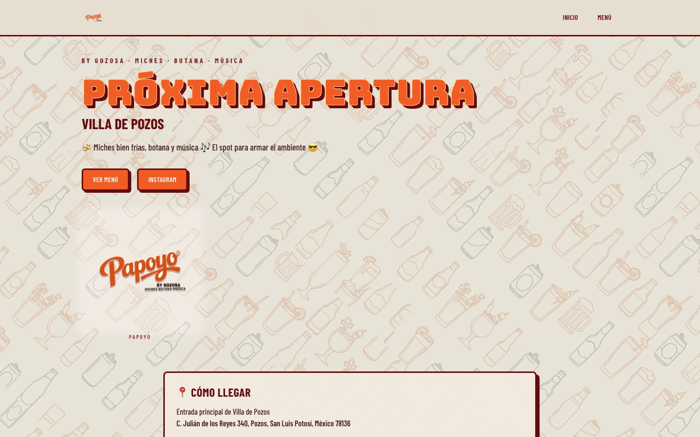 Captura del sitio publicado de Papoyo en escritorio