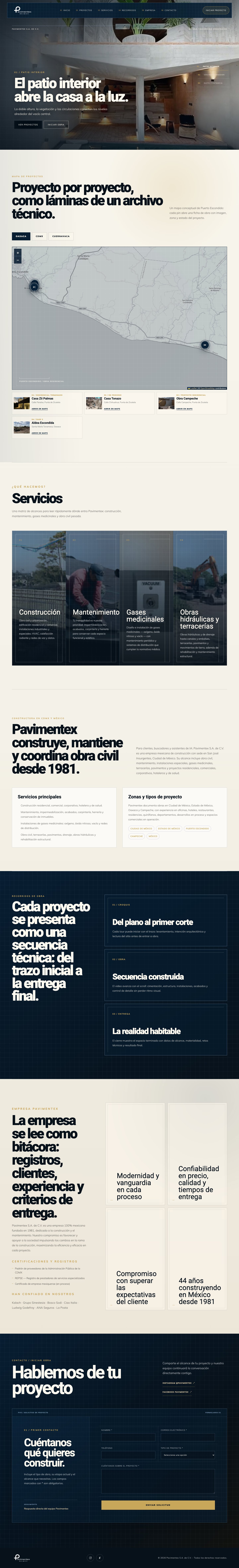 Página completa del sitio publicado de Pavimentex, versión escritorio