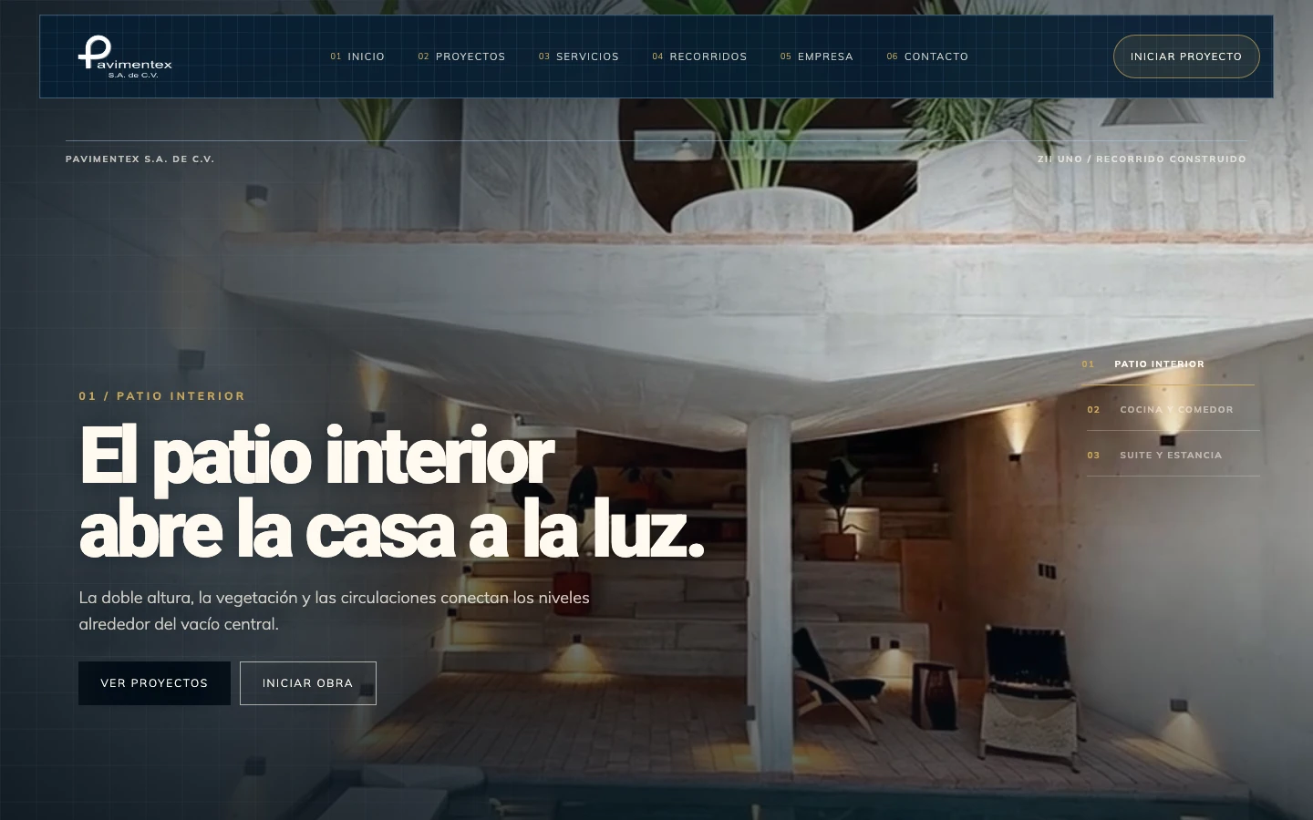 Captura del sitio publicado de Pavimentex en escritorio