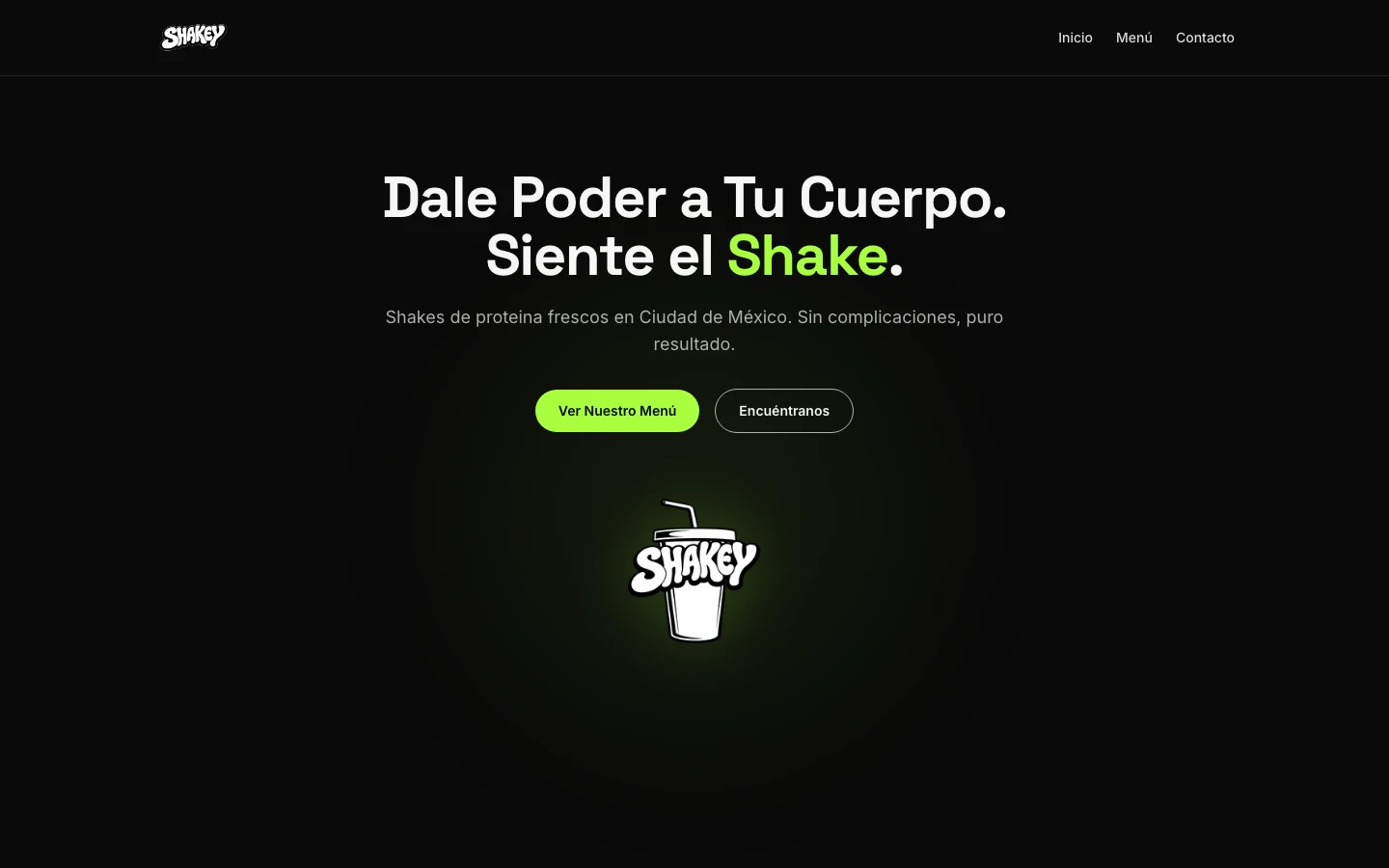 Captura del sitio publicado de Shakey en escritorio